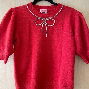 Kate Spade Red Short Puff Sleeves Sweater
